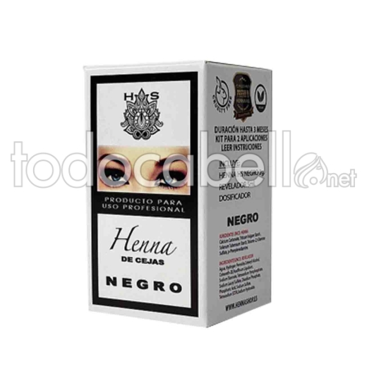 Henna HS para cejas negro. Kit 2 aplicaciones