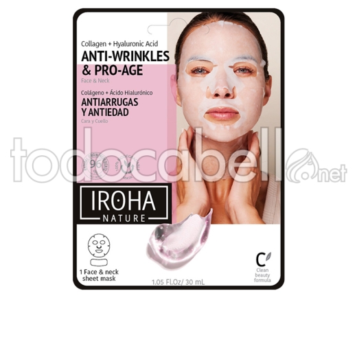 Iroha 100% Cotton Face & Neck Mask Collagen-antiage 1 Use