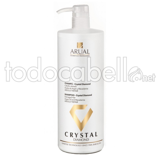 Arual Champú Crystal Diamond. Elixir de Argán. Cabello dañado 1000ml