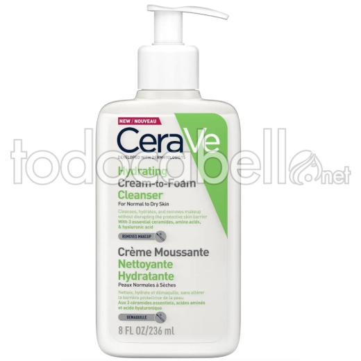 Cerave Hydrating Cream-to-foam Cleanser For Normal To Dry Skin 236ml
