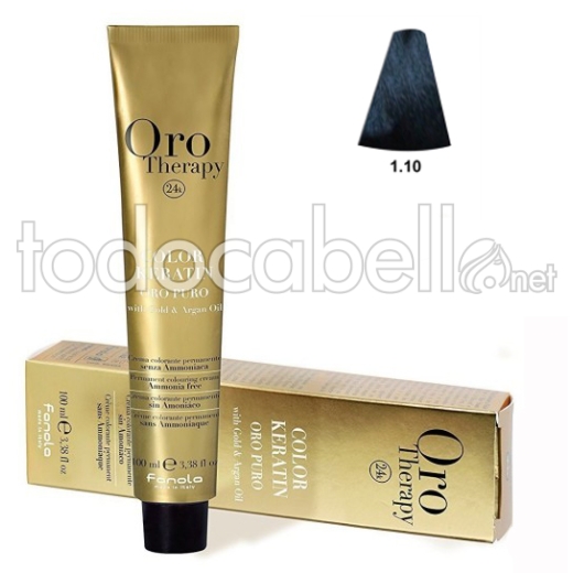 Fanola Tinte Oro Therapy Sin Amoniaco 1.10 Negro Azulado 100ml