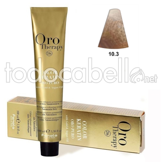 Fanola Tinte Oro Therapy Sin Amoniaco 10.3 Rubio platino dorado 100ml