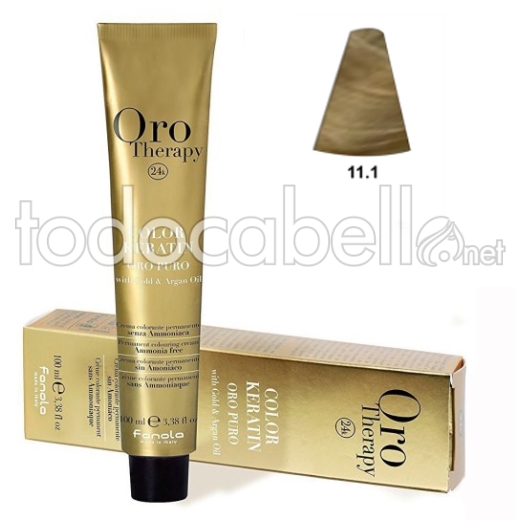 Fanola Tinte Oro Therapy Sin Amoniaco 11.1 Súper rubio platino ceniza 100ml
