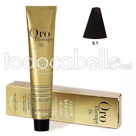 Fanola Tinte Oro Therapy Sin Amoniaco 5.1 Castaño claro ceniza 100ml