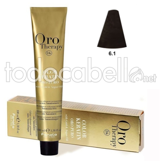 Fanola Tinte Oro Therapy Sin Amoniaco 6.1 Rubio Oscuro ceniza 100ml
