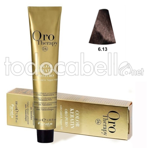 Fanola Tinte Oro Therapy Sin Amoniaco 6.13 Rubio Oscuro Beige 100ml