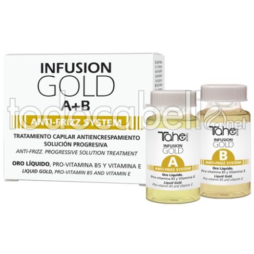 Tahe Infusion Gold A+B Anti-frizz System. Tratamiento Antiencrespado 2x10ml