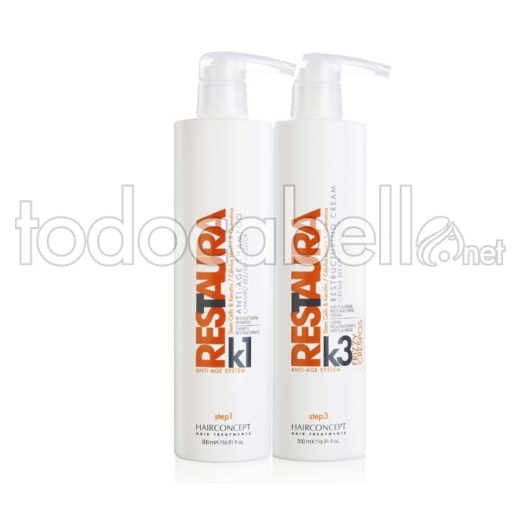HC Hairconcept Restaura K Pack Tratamiento Térmico Rejuvenecedor  Cabellos Encrespados Champú + Mascarilla
