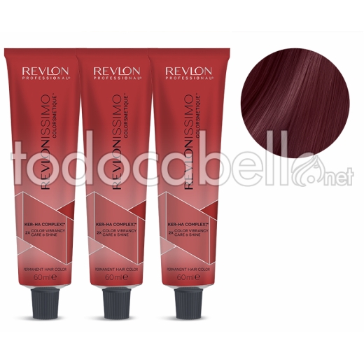 Revlon PACK 3 TINTES Revlonissimo Colorsmetique 4.65 Castaño Medio Rojo Caoba 60ml.