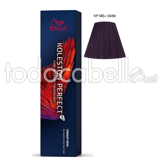 Wella Koleston Perfect Vibrant Reds 33/66 Castaño Oscuro Intenso Violeta Intenso 60ml + Oxigenada de regalo