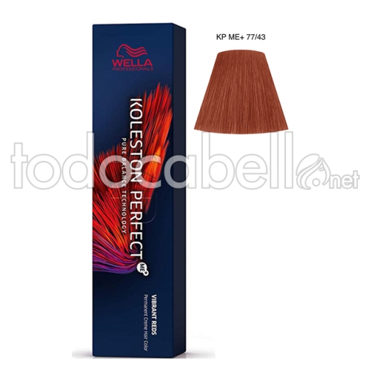 Wella Koleston Perfect Vibrant Reds 77/43 Rubio Medio Intenso Cobrizo Dorado 60ml + oxigenada de regalo