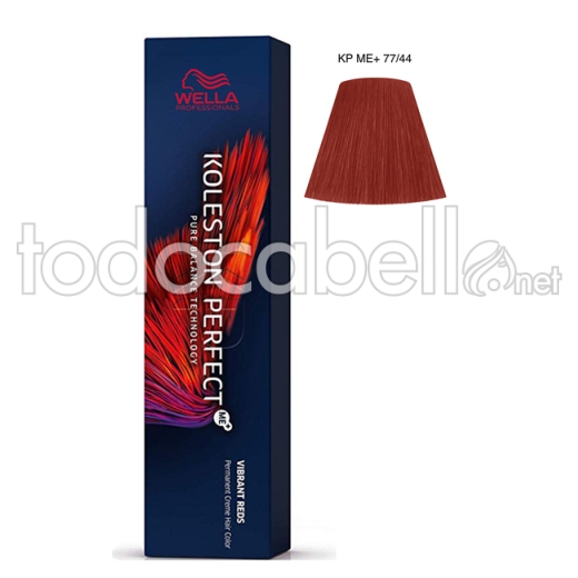 Wella Koleston Perfect Vibrant Reds 77/44 Rubio Medio Intenso Cobrizo Intenso 60ml + oxigenada de regalo