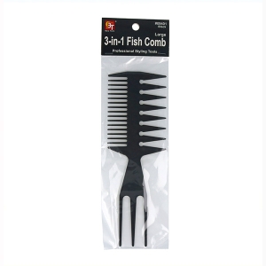 Beauty Town Peine Profesional 3-in-1 Fish Comb Large Negro (09401)
