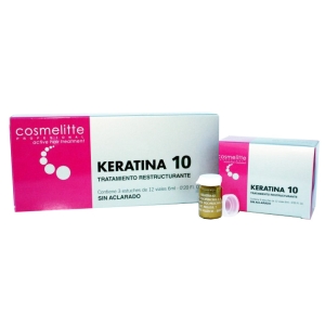 Cosmelitte Keratina 10 Tratamiento Reestructurante. Ampollas caja 12 viales  6ml