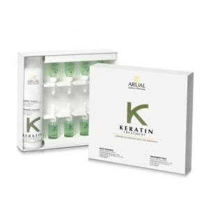 Arual Keratin Tratamiento Regenerador Cabellos Debiles Champu 250 ml + Ampollas 8x10 ml